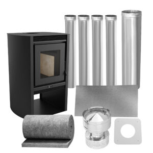 Metavila Fireplace 690 Graphite with Vertical Flue Kit