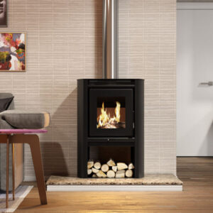 Alternative view of Metavila Fireplace 690 Graphite with Vertical Flue Kit